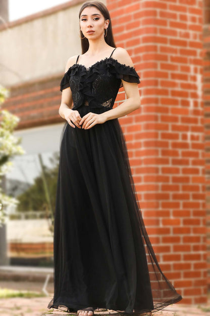 Langes Abendkleid Maxikleid mit Schulterfrei - NELB0553D8670SYH