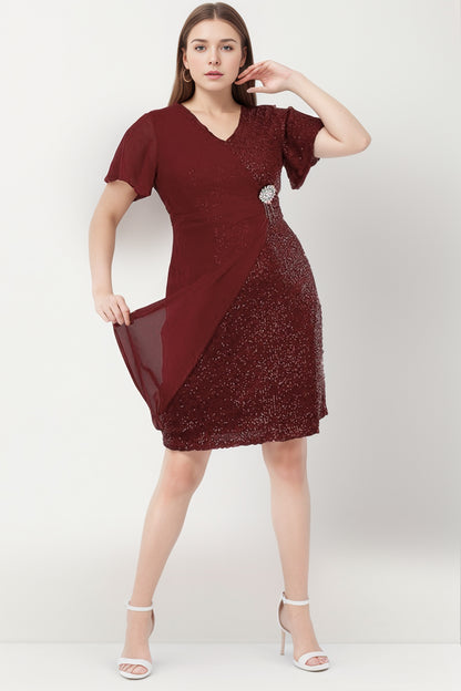 Dames midi-jurk trouwjurk voor grote maten - NELB1000D9817BRD