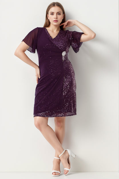 Damen Midikleid Hochzeit Kleid für große Größen- NELB1000D9817K-M