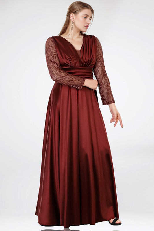 Long maxi dress wedding for plus sizes NYELB0553D9483BRD